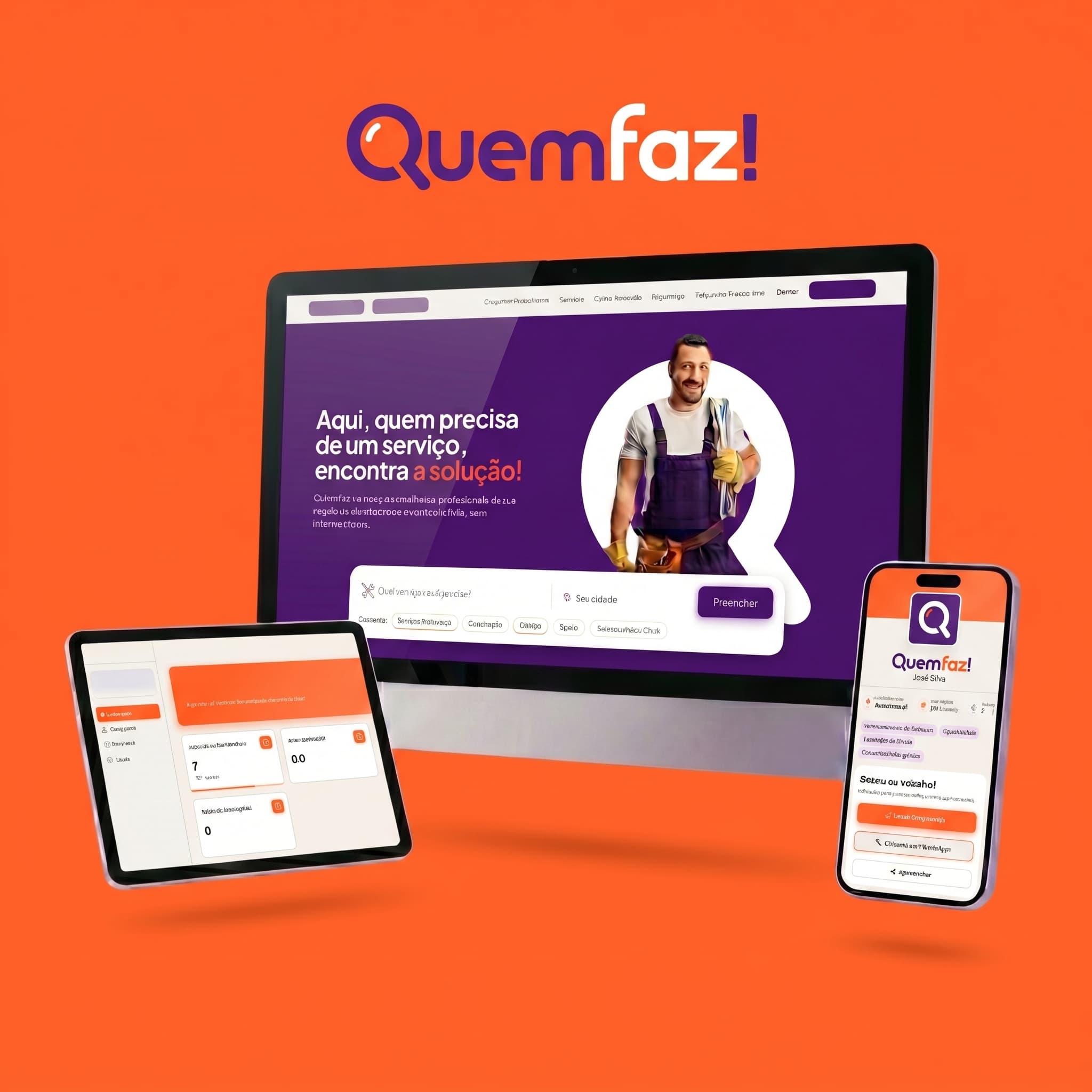 Interface do case QuemFaz!
